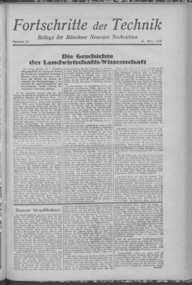 Fortschritte der Technik (Münchner neueste Nachrichten) Sonntag 17. März 1929