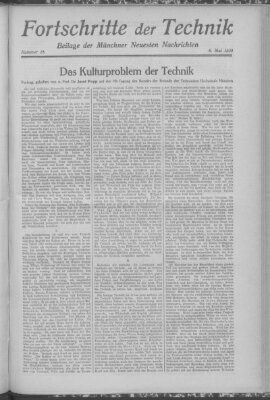 Fortschritte der Technik (Münchner neueste Nachrichten) Montag 6. Mai 1929