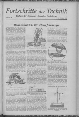 Fortschritte der Technik (Münchner neueste Nachrichten) Sonntag 6. Oktober 1929