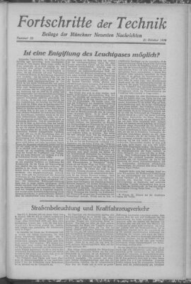 Fortschritte der Technik (Münchner neueste Nachrichten) Sonntag 20. Oktober 1929