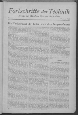 Fortschritte der Technik (Münchner neueste Nachrichten) Sonntag 24. Januar 1926