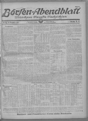 Münchner neueste Nachrichten. Börsen-Abendblatt (Münchner neueste Nachrichten) Freitag 30. Dezember 1921