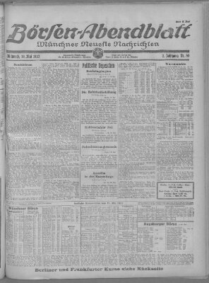 Münchner neueste Nachrichten. Börsen-Abendblatt (Münchner neueste Nachrichten) Mittwoch 10. Mai 1922