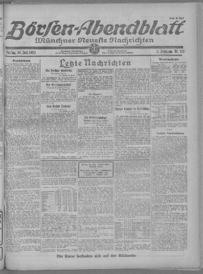 Münchner neueste Nachrichten. Börsen-Abendblatt (Münchner neueste Nachrichten) Freitag 30. Juni 1922