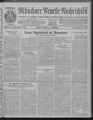 Münchner neueste Nachrichten Mittwoch 3. September 1930