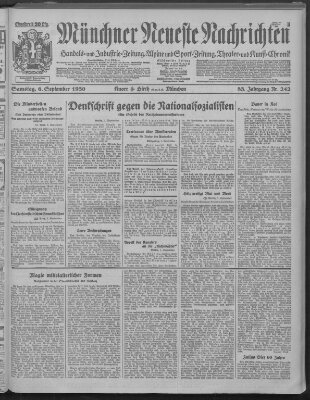 Münchner neueste Nachrichten Samstag 6. September 1930