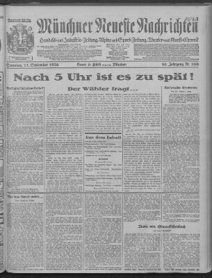 Münchner neueste Nachrichten Sonntag 14. September 1930