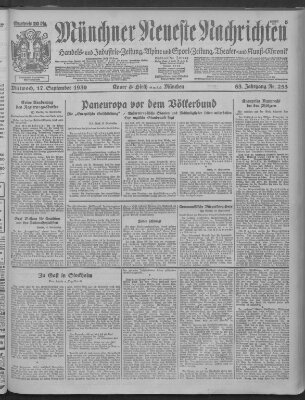 Münchner neueste Nachrichten Mittwoch 17. September 1930