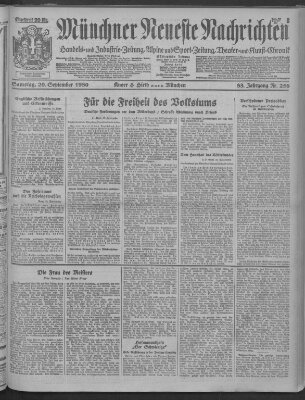 Münchner neueste Nachrichten Samstag 20. September 1930