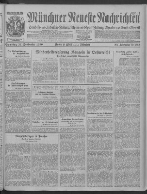 Münchner neueste Nachrichten Samstag 27. September 1930