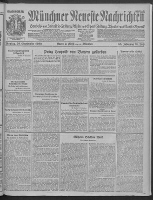 Münchner neueste Nachrichten Montag 29. September 1930