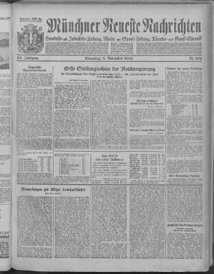 Münchner neueste Nachrichten Dienstag 8. November 1932