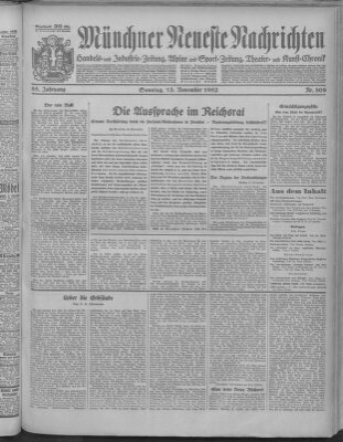 Münchner neueste Nachrichten Sonntag 13. November 1932