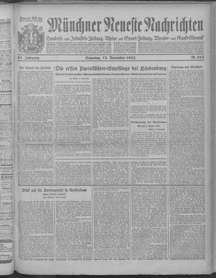 Münchner neueste Nachrichten Samstag 19. November 1932