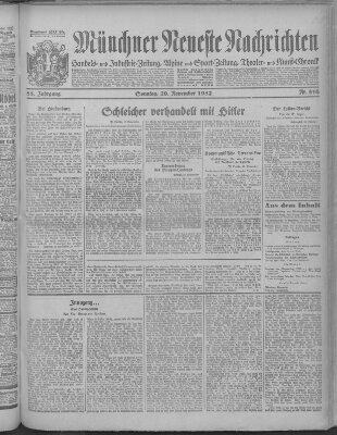 Münchner neueste Nachrichten Sonntag 20. November 1932