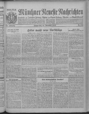 Münchner neueste Nachrichten Donnerstag 24. November 1932