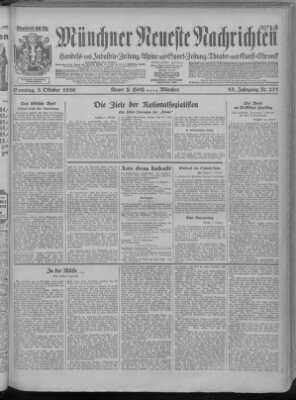 Münchner neueste Nachrichten Sonntag 5. Oktober 1930