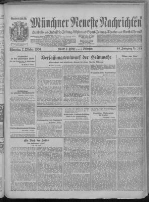 Münchner neueste Nachrichten Dienstag 7. Oktober 1930