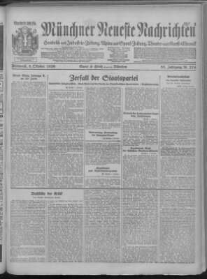 Münchner neueste Nachrichten Mittwoch 8. Oktober 1930