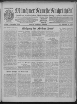 Münchner neueste Nachrichten Freitag 7. November 1930