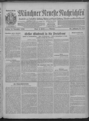 Münchner neueste Nachrichten Freitag 14. November 1930