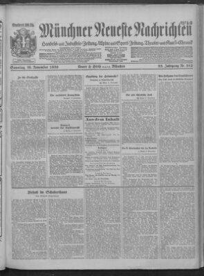 Münchner neueste Nachrichten Sonntag 16. November 1930