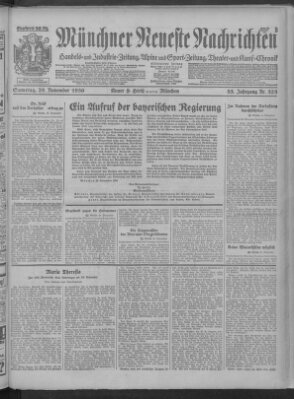 Münchner neueste Nachrichten Samstag 29. November 1930