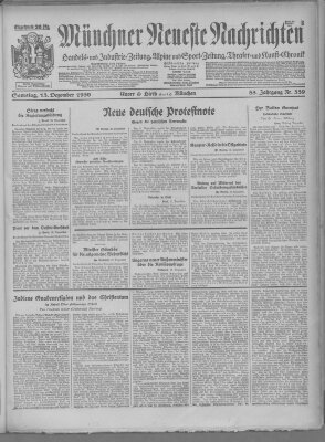 Münchner neueste Nachrichten Samstag 13. Dezember 1930