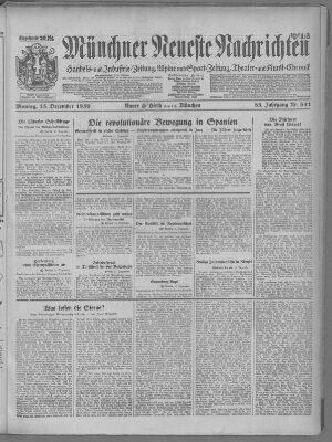 Münchner neueste Nachrichten Montag 15. Dezember 1930