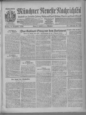 Münchner neueste Nachrichten Freitag 19. Dezember 1930