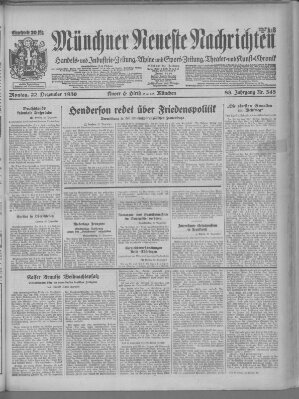 Münchner neueste Nachrichten Montag 22. Dezember 1930