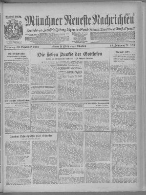 Münchner neueste Nachrichten Dienstag 30. Dezember 1930