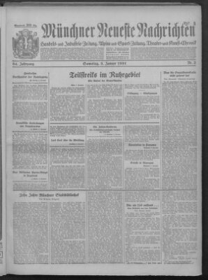 Münchner neueste Nachrichten Samstag 3. Januar 1931