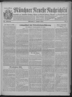 Münchner neueste Nachrichten Mittwoch 7. Januar 1931