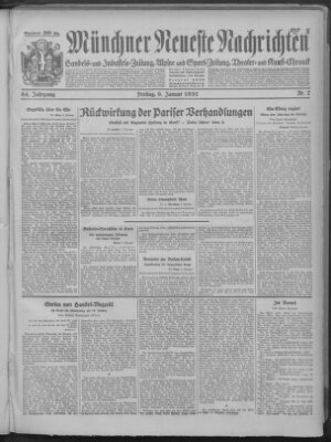 Münchner neueste Nachrichten Freitag 9. Januar 1931