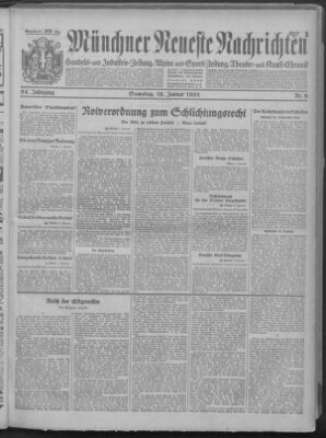 Münchner neueste Nachrichten Samstag 10. Januar 1931