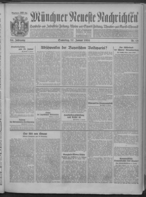 Münchner neueste Nachrichten Samstag 17. Januar 1931