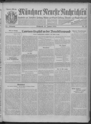 Münchner neueste Nachrichten Mittwoch 21. Januar 1931