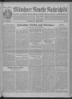 Münchner neueste Nachrichten Dienstag 27. Januar 1931