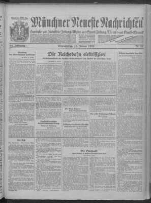 Münchner neueste Nachrichten Donnerstag 29. Januar 1931