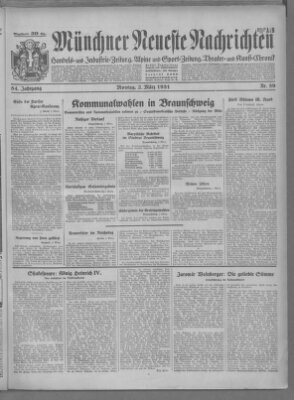 Münchner neueste Nachrichten Montag 2. März 1931