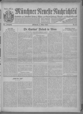 Münchner neueste Nachrichten Mittwoch 4. März 1931