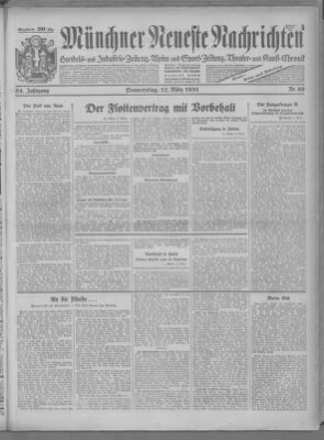 Münchner neueste Nachrichten Donnerstag 12. März 1931