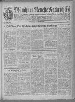 Münchner neueste Nachrichten Dienstag 17. März 1931