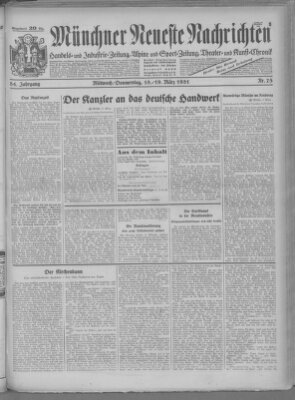 Münchner neueste Nachrichten Donnerstag 19. März 1931