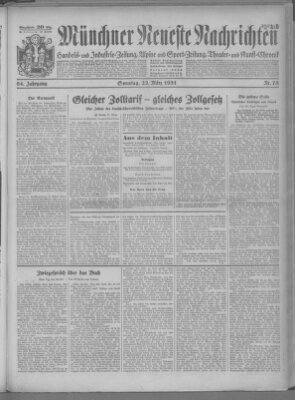 Münchner neueste Nachrichten Sonntag 22. März 1931