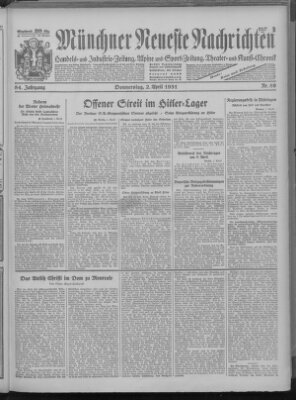 Münchner neueste Nachrichten Thursday 2. April 1931