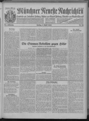 Münchner neueste Nachrichten Freitag 3. April 1931