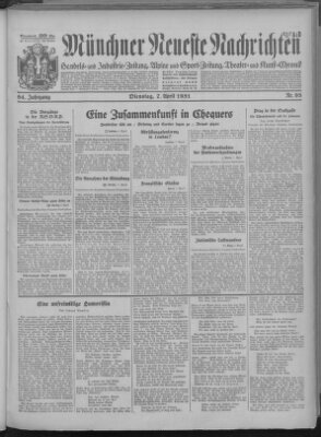 Münchner neueste Nachrichten Dienstag 7. April 1931