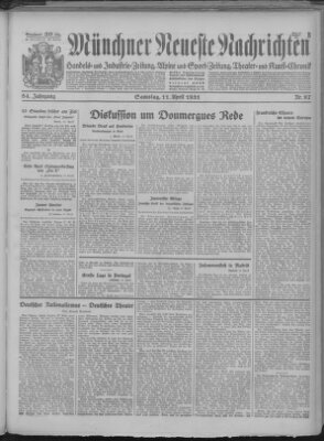 Münchner neueste Nachrichten Samstag 11. April 1931